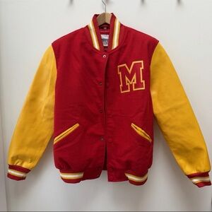 Men’s MJ Thriller Michael Jackson Red Wool Varsity Letterman Jacket M Logo